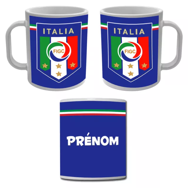 Mug Tasse Italie Football forza Italia avec prénom personnalisé