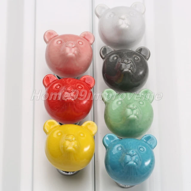 Fashion Bear Ceramic Furniture Drawer Cabinet Knobs Closet Door Pull Handles