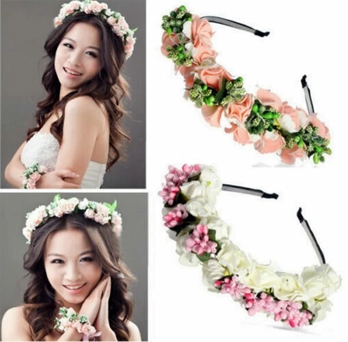 Couronne De Fleurs Avec Voile – Serre-Tête Bohème Floral Multicolore Pour Mariage, Fête Ou Photoshoot