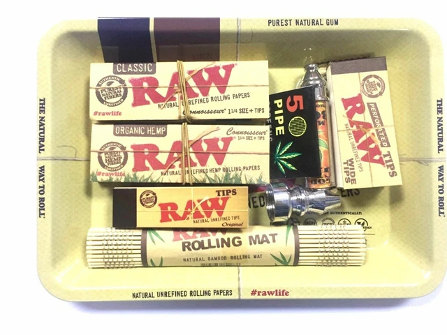Raw Rolling Tray Metal Collectors Tray Mini Small Medium Large, Gift Set