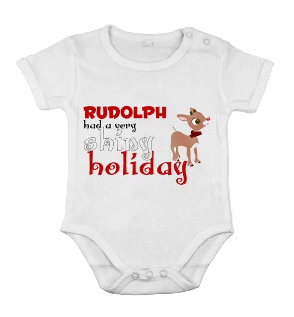 Body maniche corte per bambino neonato Rudolf il rosso regalo divertente bimbo