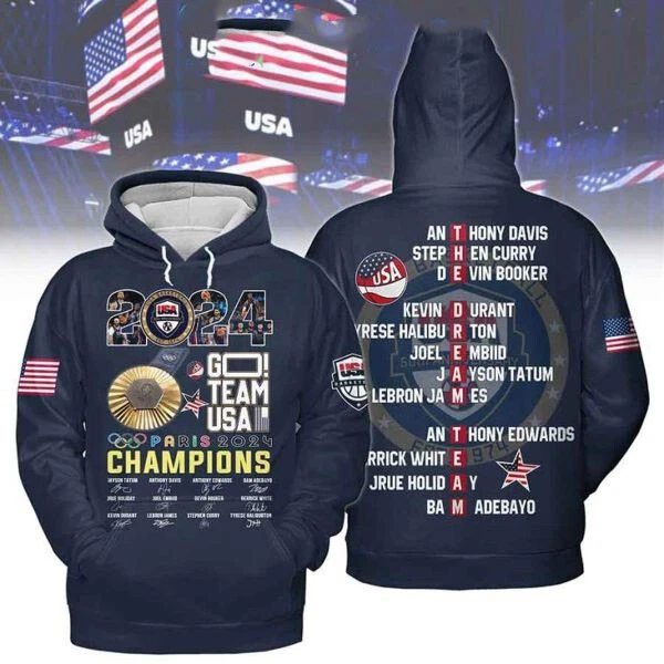OLYMPICS 2024 GO Team Usa Men’S Basketball Champions 3D Hoodie TShirt