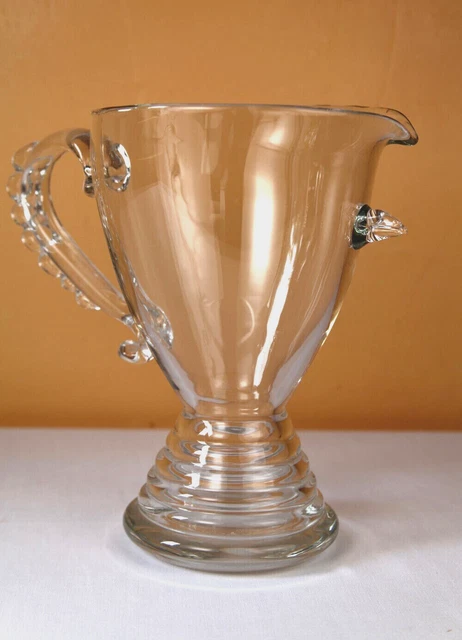 Grand Pichet En Verre Soufflé Transparent – Carafe Design Pour Eau Et Jus De Fruits, 18,4 Cm