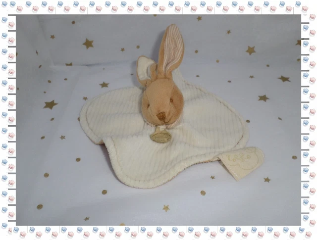 ⑬ - Doudou Plat Lapin Crème Beige Velours Côtelé Bio Doudou et Compagnie Natalys