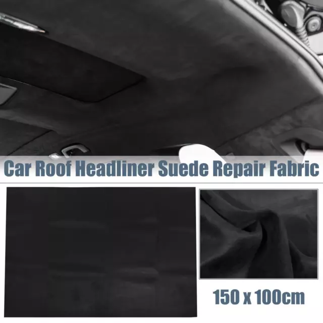Suede Headliner Fabric 60"x40" Foam Backed for Car Interior Roof Repair Black