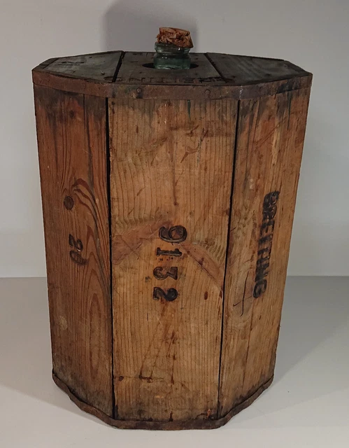 Antiguo Botella Globo para Vino Gärflasche de Fermentación Tanque Holzeinfassung