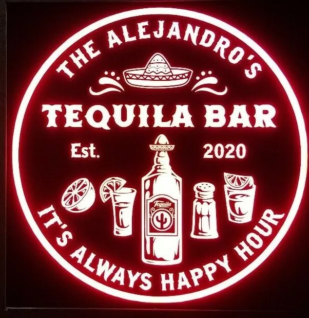 Custom Tequila Bar LED Sign Personalized Home bar pub Lighted non neon whiskey