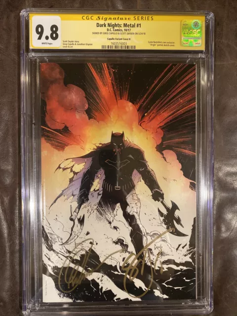 DARK NIGHTS METAL 1 CGC 9.8 SS signed Capullo Snyder VIRGIN Batman Who Laughs DC