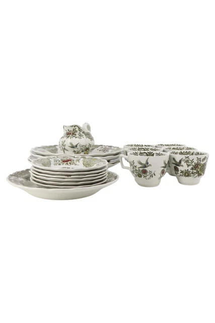 STAFFORDSHIRE servicio de desayuno oliva Windsor porcelana con flores