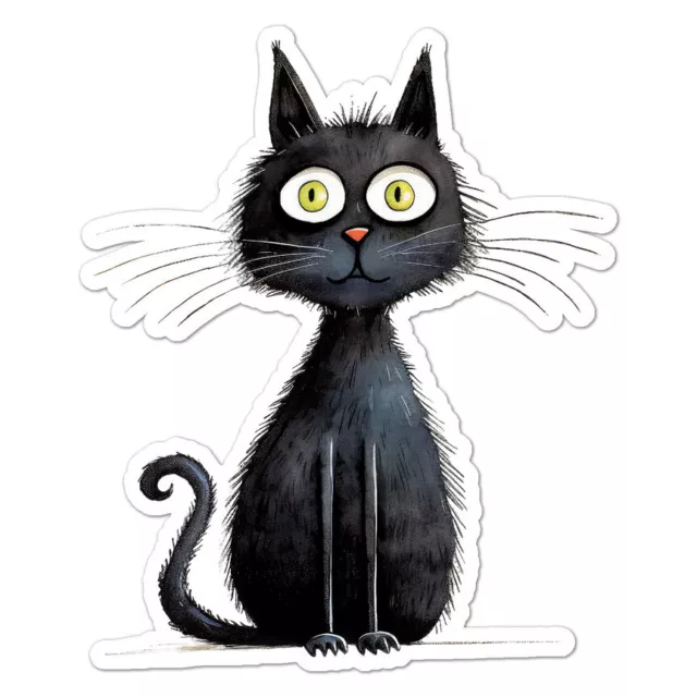 Cute Black Cat Kitten, Vinyl Decal Sticker, Indoor Outdoor, 3 Sizes, #11087