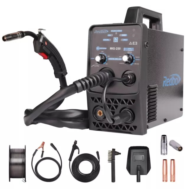 MIG-250 Gas/Gasless/Lift TIG/ARC 4 in 1 Multiprocess 130Amp Mig Welder,110V H...