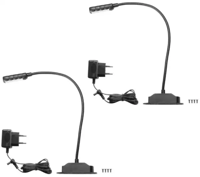 2 ULTRAHELLE LED Schwanenhals-Lampe zum anschrauben Leselampe