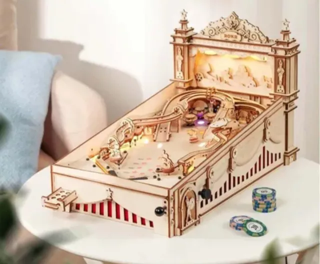 Tabletop Pinball-3D Wooden Puzzle By Rokr-Assemble Then Play-Perfect Family Nite