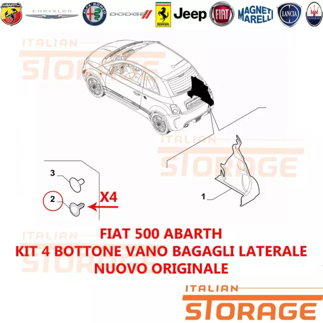 Fiat 500 Abarth Set 4 Schaltfläche Raum Gepäck Seite Neu Original 46842097