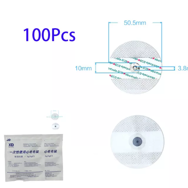 100Pcs Electrodes Pad ECG EKG Electrodes Hole Heart Patient Monitor Button Shape