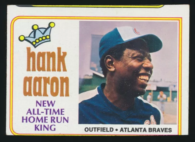 1974 Topps Baseball -#1 HANK AARON (Atlanta Braves) Home Run King-715 **MISCUT**