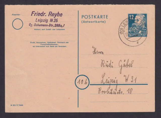 Briefmarken SBZ Ganzsache P 38 II Antwort Köpfe Persönlichkeiten Engels 85,00
