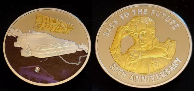 BACK TO THE FUTURE Silver Gold Coin Time Travel Machine Colour Car Gem USA Retro