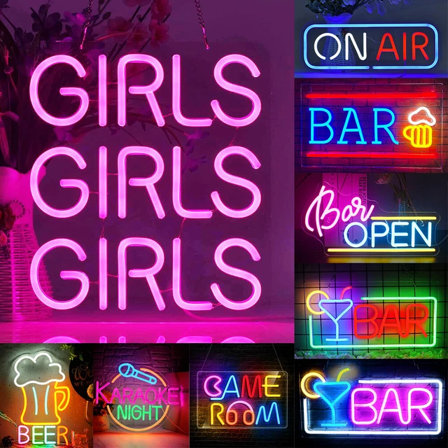 LARGE NEON BAR Sign Dimmable LED Neon Light Signs Beer Wall Light ...