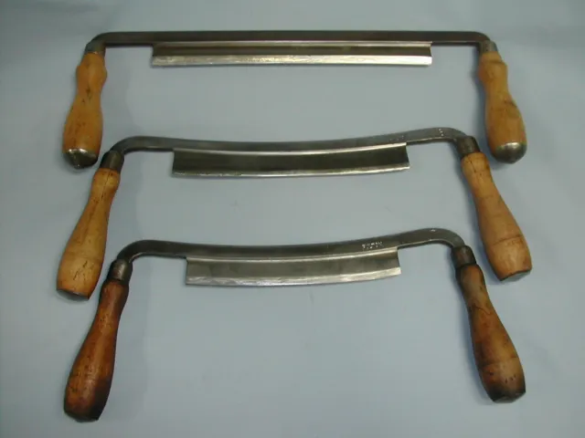 3 Nice Usable Vintage Draw Knives Knife, 2 Fulton 7", 8",  & 10" All Sharp!!!