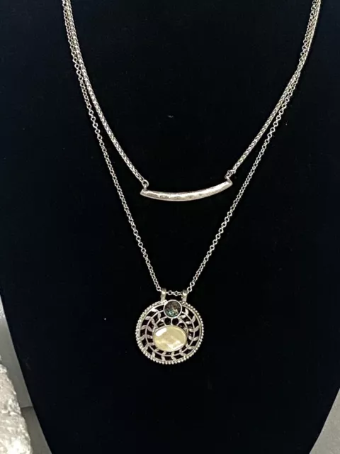 Lucky Brand Silver Dual Strands Necklace Gift Boxed NWT