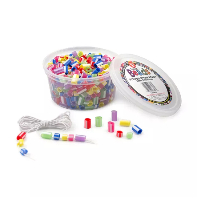 Hygloss Bucket O' Beads, Striped Straw, Assorted Sizes, Pack of 300