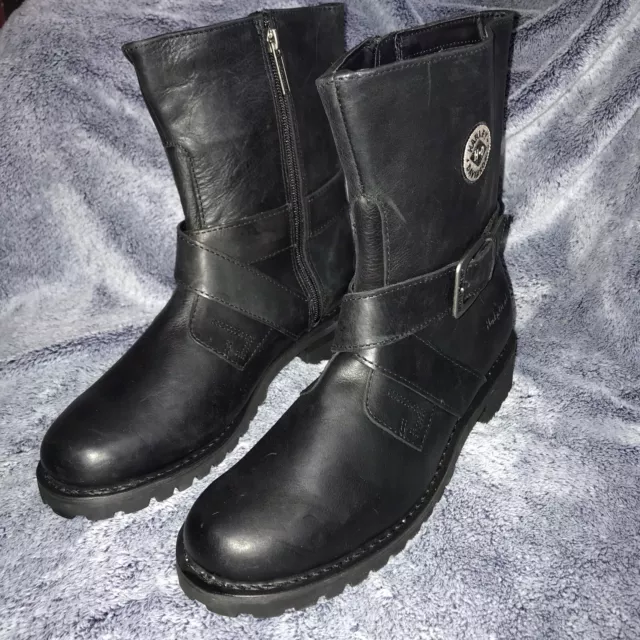 Harley Davidson Black Leather Riding Boots Motorcycle Biker Women's Size 9.5 NEW