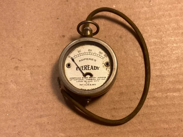 Vintage 1910s Eveready Amperes Watch Case Meter Measures 0-35 Steampunk Gauge