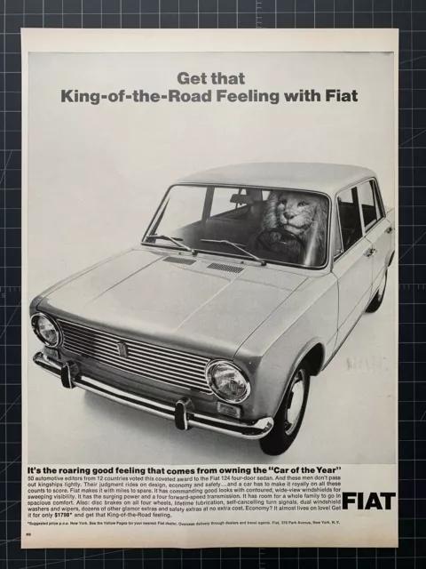 Vintage 1967 Fiat 124 4-Door Sedan Print Ad