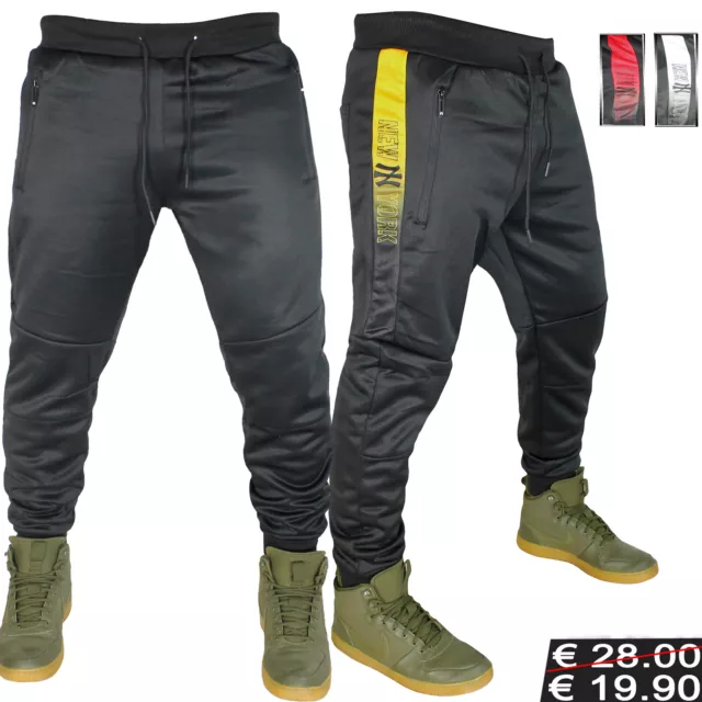 Pantaloni Tuta Uomo Sportivi felpato Fitness Sport palestra New York Design 8692