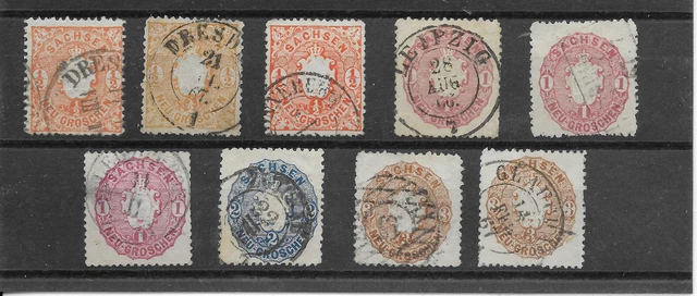 #SAC15# Sachsen 1863: Staatswappen im Prägeduck, Nr. 15-18 (Teilsatz-Lot) gest.