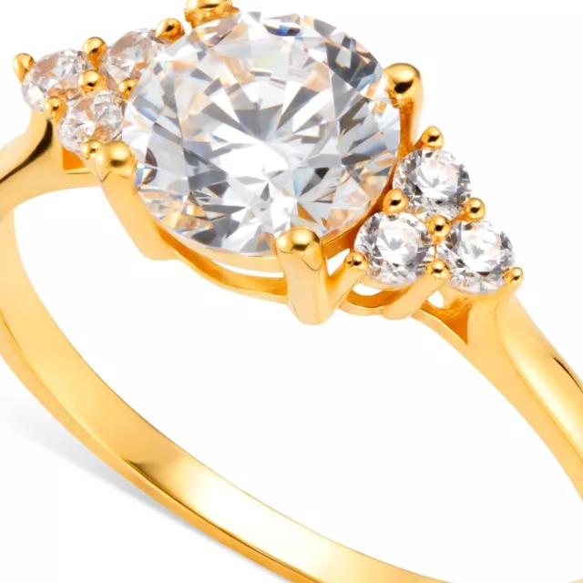 Women's 22ct Gold Round Brilliant Cut Trilogy Ring