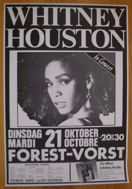 WHITNEY HOUSTON original concert poster '85