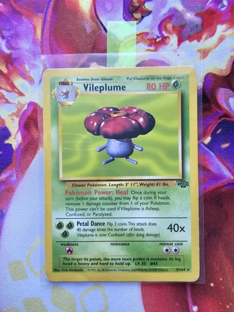 🌟 Vileplume 31/64 🌟 Original Rare Non Holo Jungle Set Pokemon Card WOTC 1999