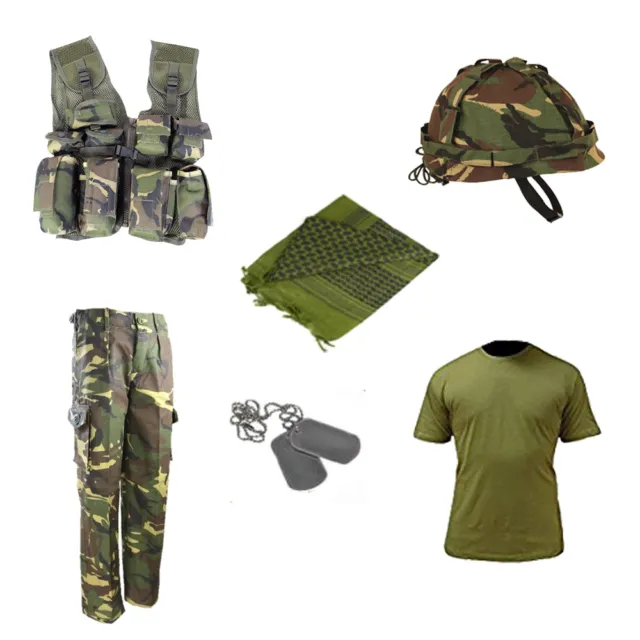 Bambini Confezione E Militare Outdoor Costume Travestimento Soldato Camo Mtp /