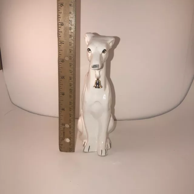 White Ceramic Greyhound / Whippet Dog Statue Figure Decorative Object