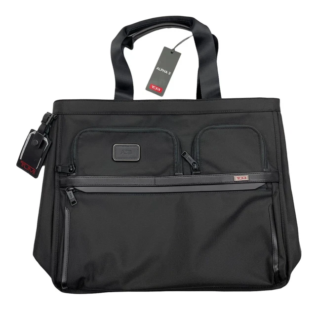 Tumi Alpha 3 Expandable Tote Bag Carry-on Black Ballistic Nylon 14" x 17" x 8"