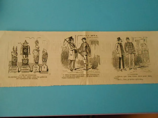 Caricature 1884 - Vignettes Tir de Vincennes Cible selon les gouts des tireurs