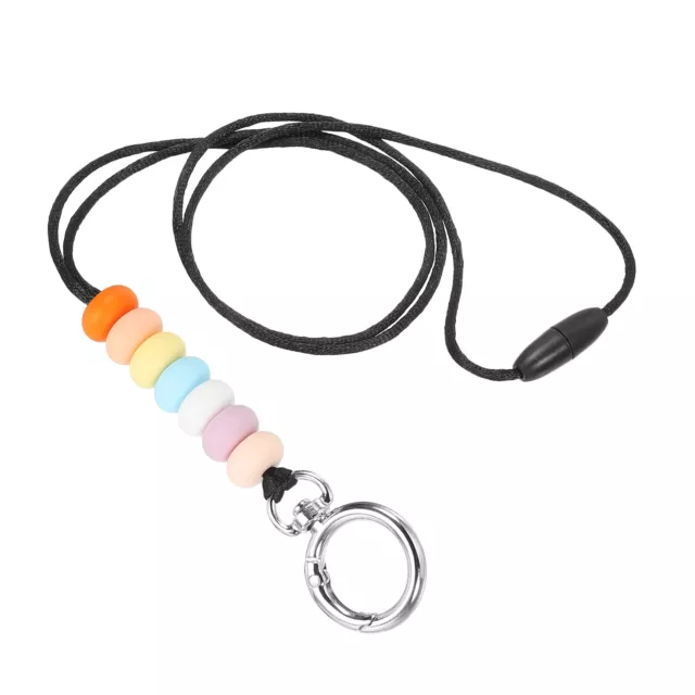 Silicone Beaded Lanyard Badge Lanyard Keychain Rainbow Color