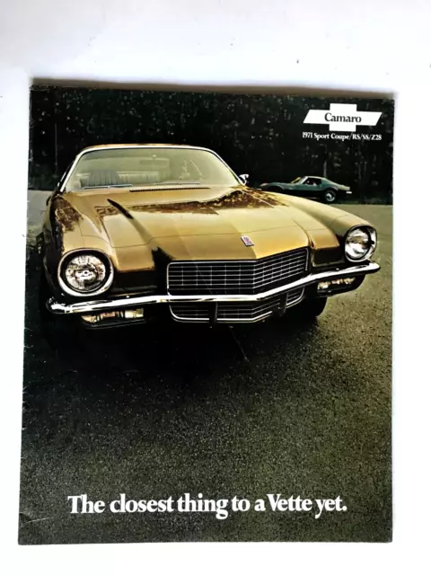 1971  Chevrolet Camero Sport Rs/Ss/Z28: Car Auto Brochure W Foldout