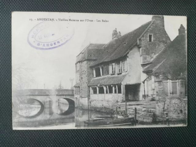 CPA 61 ARGENTAN - Old Houses on the Orne - Les Bains