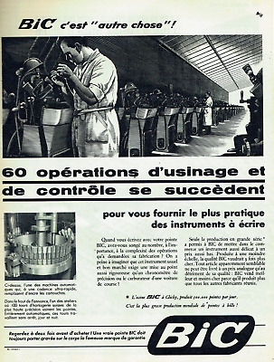 publicité Advertising  0922  1955   Bic  stylo usine Clichy  cartouche encre