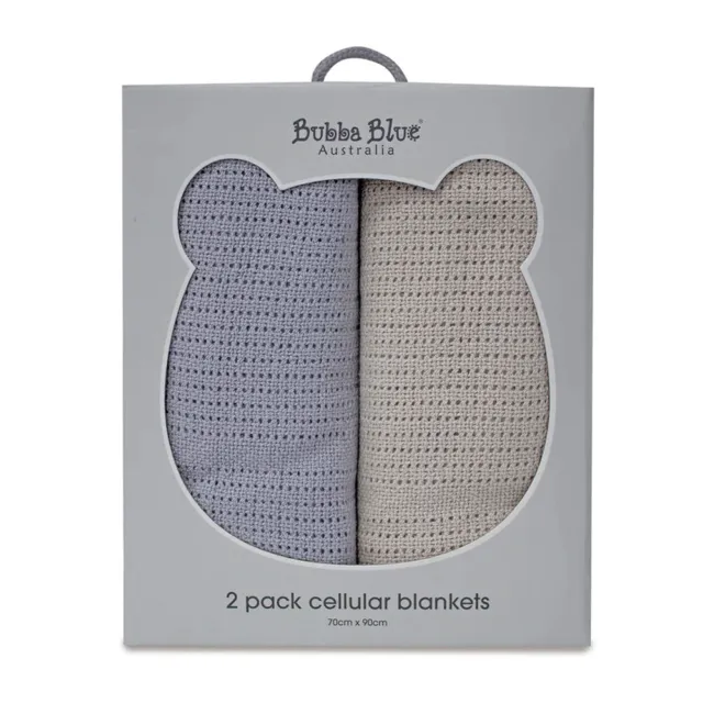 2PK Bubba Blue Baby 70x90cm Grey/Sand Nordic Bamboo Cellular Soft Blanket 0-12m