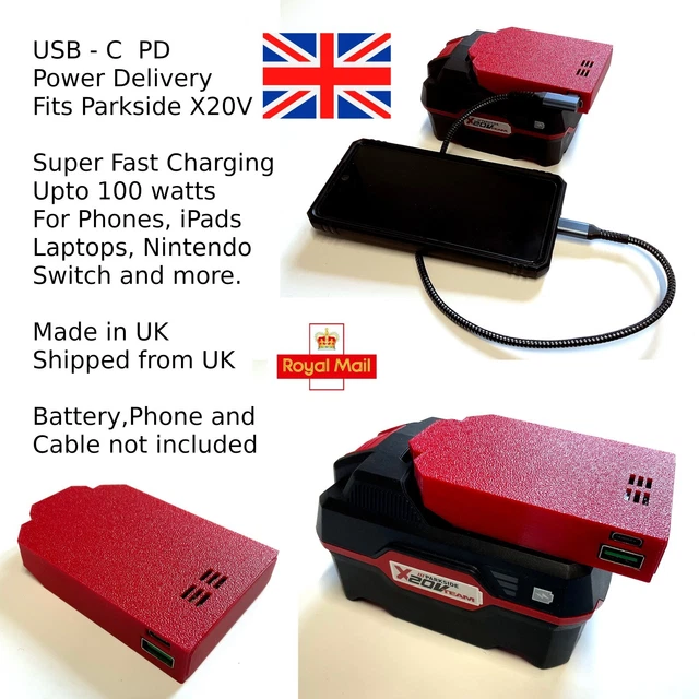 BATTERIA PARKSIDE X20V USB C PD telefono super veloce caricabatterie