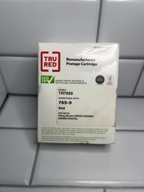 Tru Red Postage Meter Red Ink Cartridge TR7659 for 765-9 Pitney Bowes