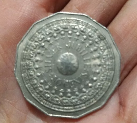 1977 Queen's Silver Jubilee 50 cent coin, historical rare coin, Australian coin