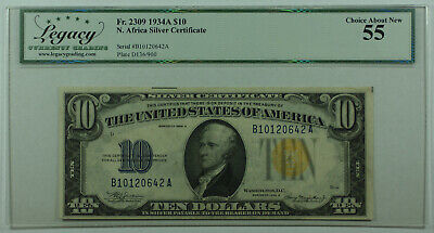 1934-A Ten Dollar North Africa Silver Certificate $10 Fr. 2309 Legacy Choice 55