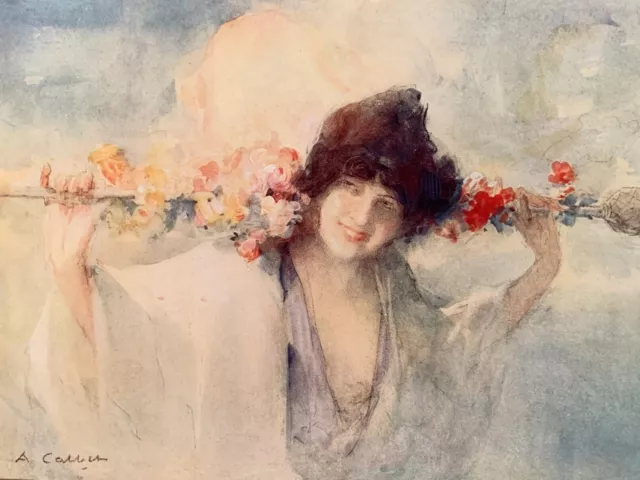 Aquarelle Antoine Calbet - Jeunesse - Poeme D'andre Rivoire  - 1913