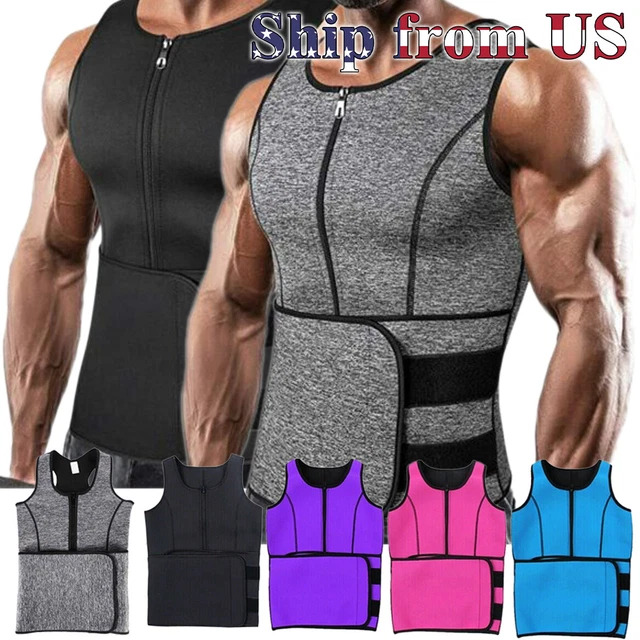 MEN SAUNA THERMO Sweat Waist Trainer Tank Top Vest Suit Body Shaper
