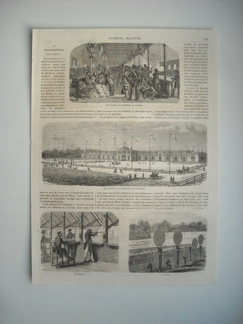 1864 Engraving. The National Shot Of Vinvennes. Exterior View Of Buildings. Galleys